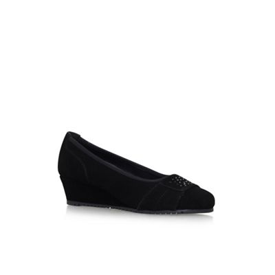 Black 'Allie' mid heel wedge court shoes